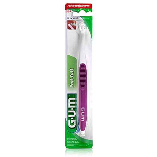 GUM End Tuft Toothbrush - Extra Small Head for Hard-to-Reach Areas - Implants, Back Teeth, and Wisdom Teeth - Soft Dental Brush for Adults, 1 Count(Pack of 6)