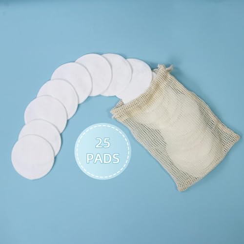 Reusable Bamboo Makeup Remover Pads - 25 Pack with Laundry Bag & Storage Box