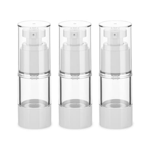 0.5oz Airless Pump Bottles, Clear Lotion Dispenser (3-Pack)