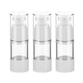 0.5oz Airless Pump Bottles, Clear Lotion Dispenser (3-Pack)