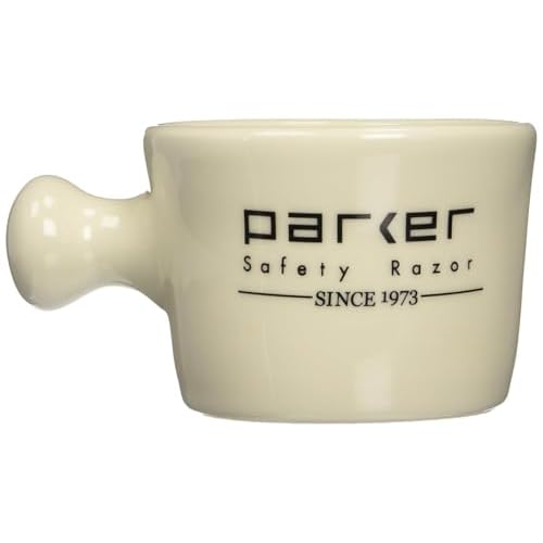 Parker Deluxe Stoneware Apothecary Shaving Mug ? for use with up to 3¡± Shave Soaps and Lathering Shave Creams ? Handmade in The USA (Ivory)