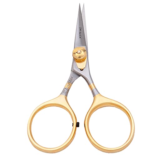 Dr. Slick Razor Scissor, 4", Gold Loops, Adjustable Tension, Straight