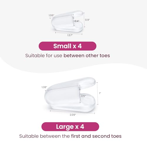 Welnove Gel Toe Spacers for Ballet Pointe Shoes, 8 Pack