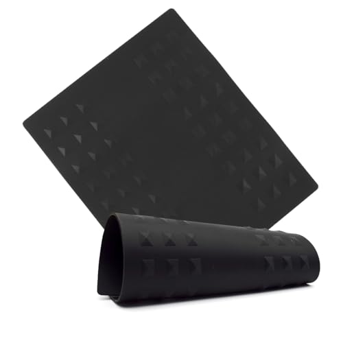 Colortrak Heat-Resistant Styling Station Mat, Silicone Mat Prevents Work Surfaces from Heat Damage of Styling Tools, Prevent Tool from Falling or Slipping, Black, 9 x 11 inches (Pack of 2)