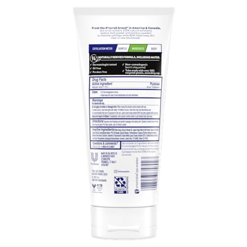 Blackhead Clearing Face Scrub with Green Tea & Bamboo - 6 oz - Salicylic Acid Acne Treatment, Moderate Exfoliator