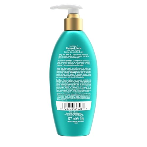 OGX Locking + Coconut Curls Air Dry Cream - Frizz-Control Hair Cream, 6 oz
