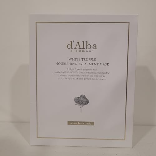 d’Alba Italian White Truffle Nourishing Mask, Vegan Skincare, Nourishing Sheet Mask for Dry and Tired Skin, Deep Hydration Mask, Korean Skin Care