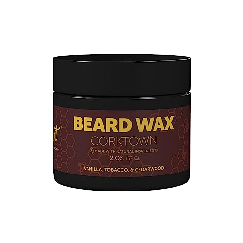 Detroit Grooming Co. Beard Wax ? All-Natural, Strong Hold with Sweet Almond & Sunflower Oil, Vitamin E ? Corktown Scent (Vanilla, Tobacco, Cedarwood) ? 2oz