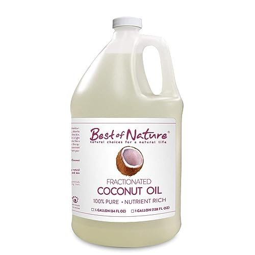 Best of Nature 100% Pure Fractionated Coconut Oil - Natural Massage Oil, Unscented Moisturizer for Men and Women, for Skincare and Hair Care, Carrier for Essential Oils, Half Gallon (64 fl oz)