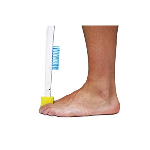 KMINA Long Handled Foot Brush and Toe Cleaner for Disabled, Toe Cleaners Between Toes Brush for Seniors, Long Reach Foot Scrubber Includes Spare Parts