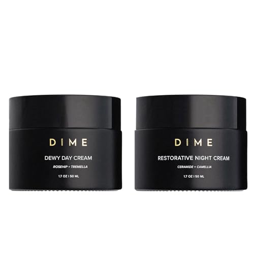 DIME Beauty Moisture Skin Care Set - Dewy Day Cream and Restorative Night Cream Non Toxic Face Moisturizer for Dry or Sensitive Skin Barrier Repair Day and Night Hydrating Facial Creams