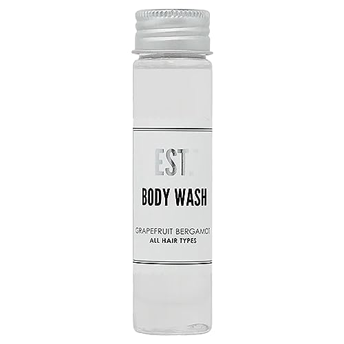 World Amenities EST. Body Wash with Grapefruit-Bergamot Fragrance, Biodegradable/Recyclable Bottle with Screw Top, 1.41oz / 40ml, Pack of 48