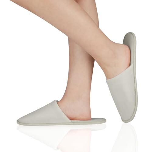 44 Pairs Bulk Disposable Slippers for Guests, 6mm EVA Non-Slip Sole, Fits US Men 10 & Women 11, for Spa Hotel Wedding Party Travel Home Use