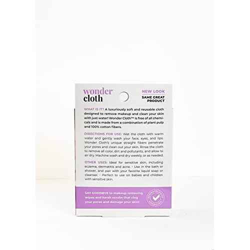 Wonder Cloth (Pack of 3) - All Natural Make-Up Remover Cloth, Removes Makeup Instantly with Just Water, Cleanses and Exfoliates, Machine Washable
