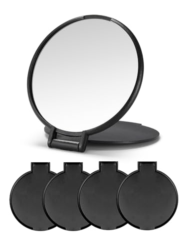 4 Pack Compact Pocket Mirrors for Party Favors, Travel & DIY Black