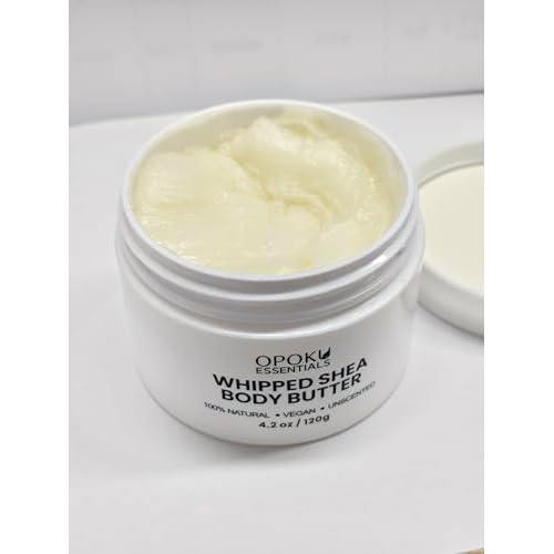 Whipped Shea Body Butter for Dry Skin & Sensitive Skin ? 4oz Unscented with Ghanaian Shea Butter ? 100% Natural, Vegan Moisturizing Cream
