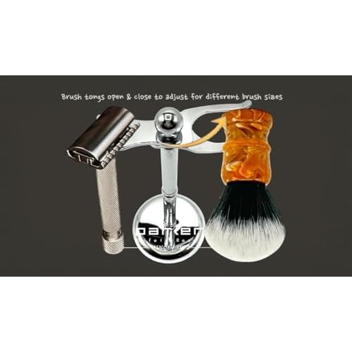 Parker Safety Razor, The Adjust-O-Stand, Adjustable Safety Razor & Shave Brush Stand, Simple to Customize to fit Any Size Shave Brush - PATENT PENDING