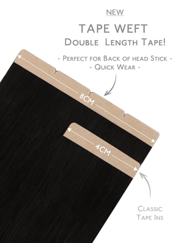 Tape In Hair Extensions Human Hair 14" 50g Jet Black