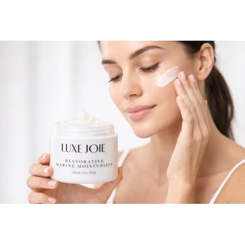 LuxeJoie Restorative Marine Moisturizer ? Lightweight Hydrating Face Cream for Dry & Sensitive Skin ? Hyaluronic Acid, Aloe & Antioxidants ? Non-Greasy Daily Moisturizer ? 2 oz