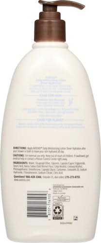 Aveeno Sheer Hydration Daily Moisturizing Fragrance-Free Lotion with Nourishing Prebiotic Oat, Fast-Absorbing Body Moisturizer for Dry Skin with Lightweight, Breathable Feel, 18 fl. oz