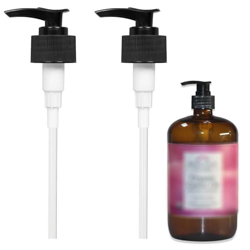 32 oz Castor Oil Bottle Pump Dispenser - 2 Pack, Black