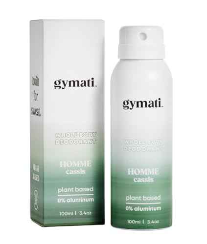 Gymati - Fitness Deodorant Spray for Men - Aluminum-Free -All Day Ultimate Odor Protection - Built For Sweat - Air-Powered - Vegan & Plant-Based - Made in USA - Homme - 3.4oz Travel Size