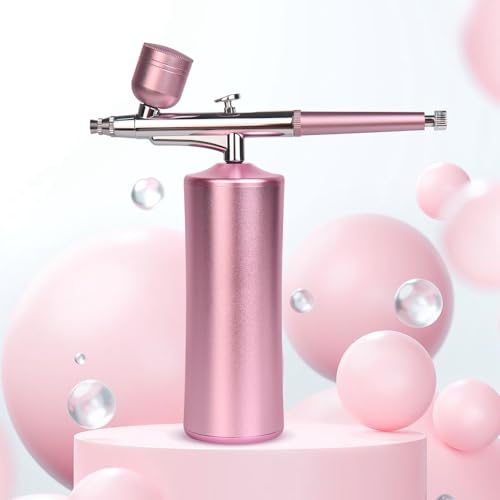 Rechargeable Cordless Airbrush Kit with Air Compressor - Cherry Pink