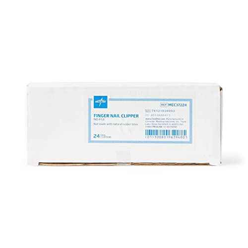 Medline Fingernail Clippers, Heat-Treated Steel, Precision Clipping, Ridged Edge for Improved Grip, Chrome-Finish, Box of 24 Each