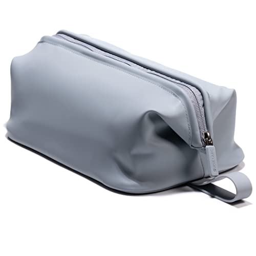 LINE+ARC Easy-to-Clean Silicone Dopp Kit (As Seen in Glamour and GQ) Extra-Wide Opening Anti-Stain (Arctic, 3.5L) Toiletry Bag Travel Set Makeup Organizer Cosmetics Case Fabric Simple Hang Loop
