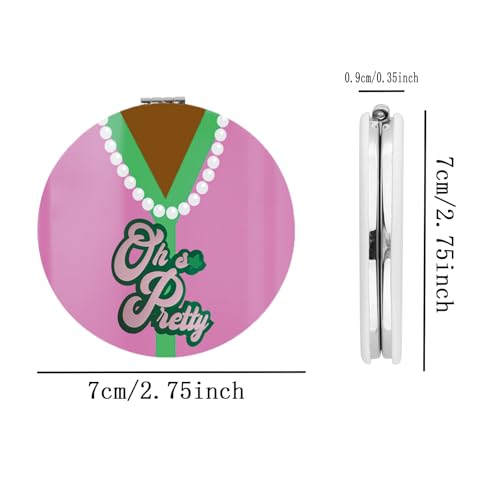 BEKECH OH Pretty Gift Pink and Green Pearl Compact Mirror Sorority Gift Greek Sorority Makeup Mirror