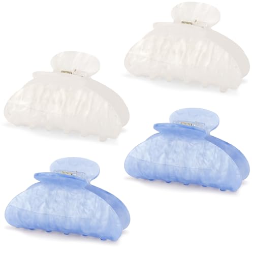 Vovii 4Pcs Medium Acrylic Claw Clips Set - Blue & White