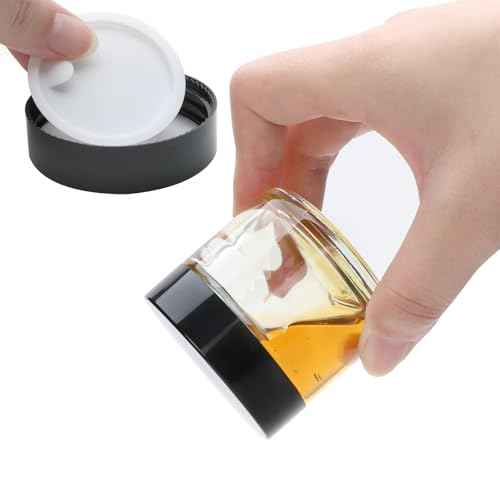 2oz Small Travel Containers with Black Lids,6 Pack Glass Jars with Mini Disposable Spatula for Toiletries£¬Travel Storage£¬Makeup Beauty Products, Lotions, Powders and Ointments