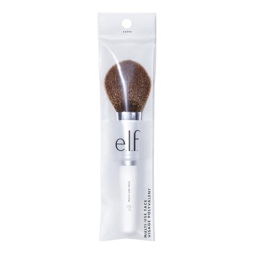 e.l.f. Multi-Use Face Brush, Versatile Makeup Brush For Applying Foundation, Bronzer & Blush, Use With Powder, Cream & Liquid, Vegan & Cruelty-Free (Pack of 2)