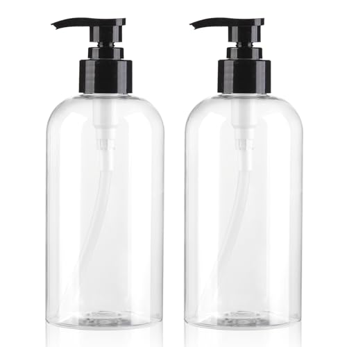 2-Pack 12.85oz Clear BPA-Free Pump Bottles for Shampoo & Lotion