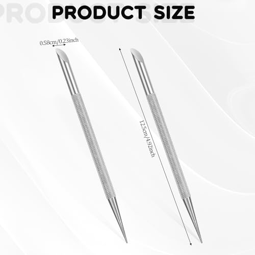 Silver 2-Pack Nail Cuticle Pusher Set Stainless Steel Manicure Tools