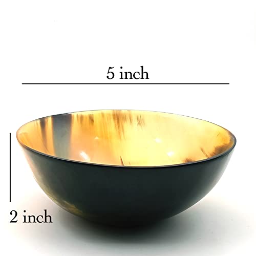 Shaving & Serving Bowl Natural Yak Horn Shaving Soap Bowl Shaving Cup for Men Real Horn Shave Bowl Lathering Up Shaving Soap Cup Bowls.Gift for Husband Boyfriend 5¡±RoundX2¡±deep