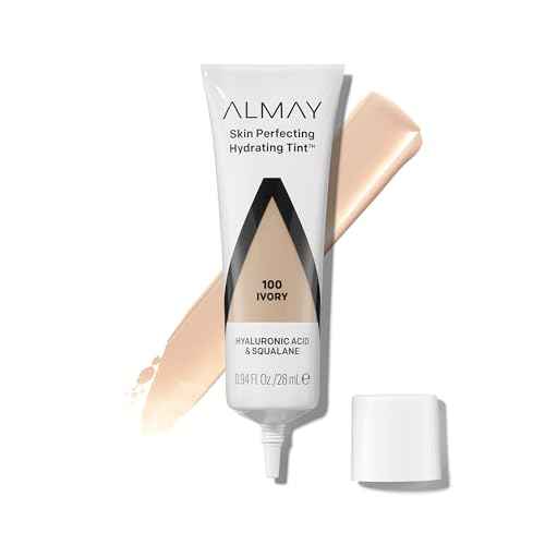 Almay Hydrating Liquid Foundation Tint, Lightweight with Light Coverage, Naturally Dewy Finish, Hypoallergenic, Dermatologist TestedFragrance Free, 100 Ivory, 0.94 fl oz.