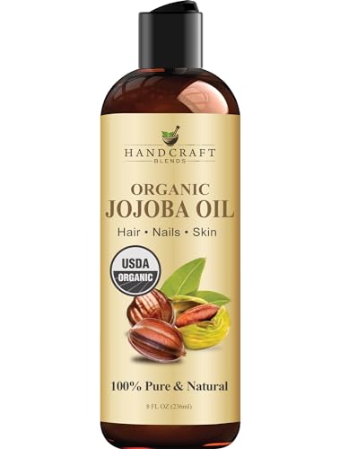 Handcraft Blends USDA Organic Jojoba Oil - 8 Fl Oz - 100% Pure and Natural - Premium Grade Oil for Face, Body and Hair - Anti-Aging Oil - Cold-Pressed and Hexane-Free - Packaging May Vary