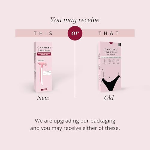 Carmesi Bikini Razor for Women | No Cuts, No Bumps Hair Removal | Japanese Nano-Precision Blade with Safety Comb | Smooth, Irritation-Free Bikini Line Shave | Pack of 2