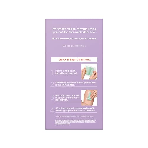Sally Hansen Wax Kit Wax Strips for Face & Bikini| Vegan,Dermatologist Tested,Long-Lasting Smooth Skin |,20 Count (Pack of 2)