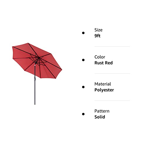 Tempera 7.5ft Patio Market Outdoor Table Umbrella with Push Button Tilt and Crank,Large Sun Umbrella with Sturdy Pole&Fade resistant canopy,Easy to set,Rust Red