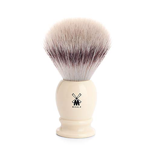 M?HLE Classic Large Faux Ivory Silvertip Fiber Shaving Brush - Synthetic Luxury Shave Brush for Men, Rich Lather