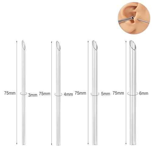 4pcs Piercing Needles Receiving Tubes, Stainless Steel Body Jewelry Piercing Receiver (3mm 4mm 5mm 6mm)