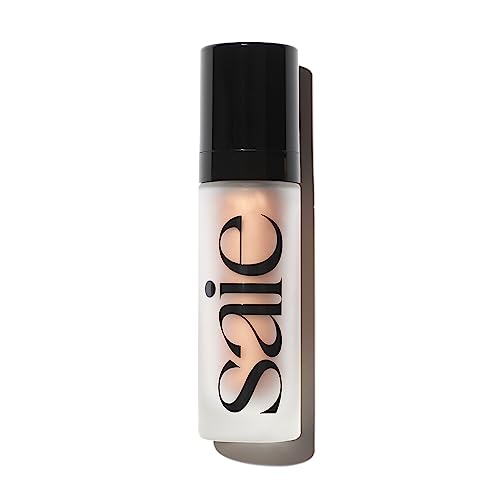 Saie Glowy Super Gel Lightweight Illuminator - Luminizer and Makeup Primer for Glowing Skin - Enriched with Vitamin C + Hydrating Squalane Oil - Wear Alone or Under Makeup - Sunglow (1 oz)