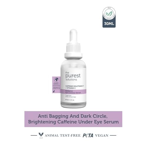 The Purest Solutions Radiance Eye Contour Serum (Caffeine Solutions 5% + Vitamin C) - Bright & Rested Appearance - Skin Tone Difference Reduction - Under-Eye Bag Care - Vegan | Cruelty Free (1 fl. oz)
