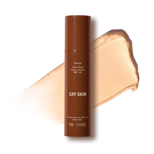 Cay Skin Isle Glow Face Moisturizer SPF 45 ? Illuminating Moisturizer, Broad Spectrum Sunscreen + Makeup Primer ? Lightweight, Pearlescent Formula with Radiant Finish for All Skin Types ? 1.5 oz.