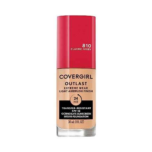 Covergirl Outlast Extreme Wear 3-in-1 Full Coverage Liquid Foundation, SPF 18 Sunscreen, Classic Ivory, 1 Fl. Oz.