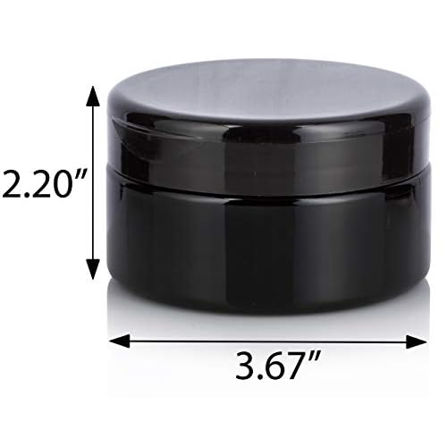 JUVITUS 8 oz Black PET Plastic Low Profile Jar with Black Flip Top Cap (12 Pack)