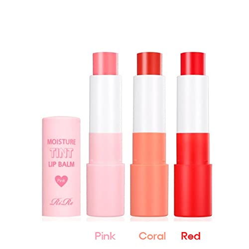 RiRe Moisture Tint Lip Balm-Vegetable oil, Shea butter, Avocado Oil-Long-lasting colors,Lip Repair,Dry Lip Treatment-Moisturizing Lip Care 0.12oz. (Coral)