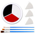 Face & Body Paint Kit - 3 Colors (Black, White, Red) + Brushes & Sponges